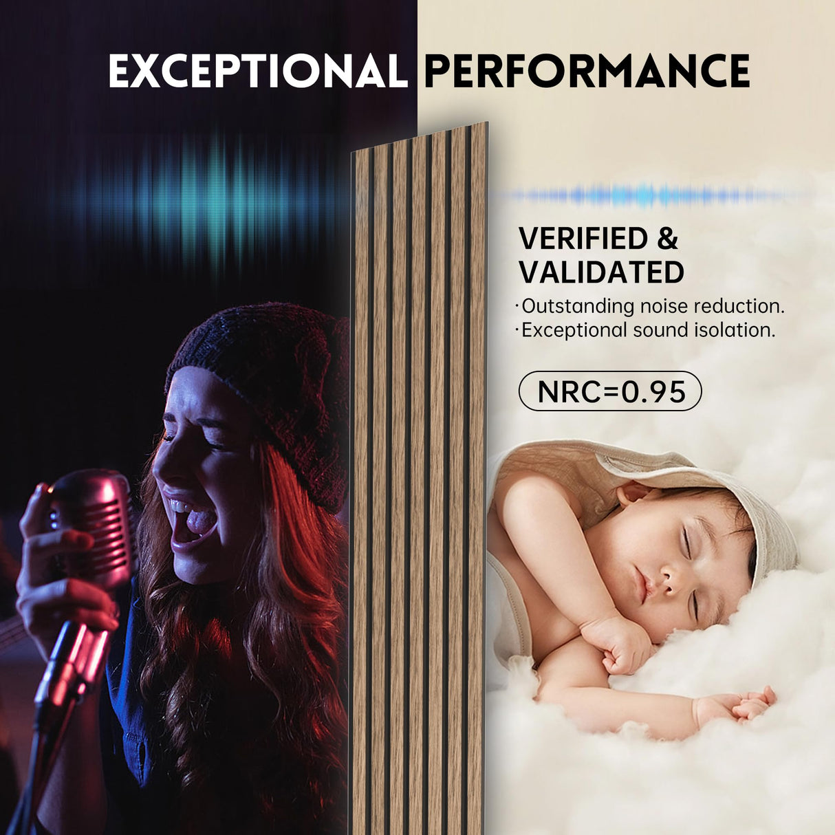 Ritollo Wood Panels for Wall and Ceiling, 94.5"×11" Wall Panels for Interior Wall Decor, 3D Wood Slat Wall Panel/Fluted Sound Absorbing Panel - RITOLLO