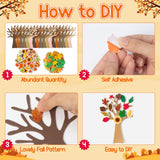 JAPBOR Fall Tree Crafts for Kids - 224PCS DIY Autumn Foam Stickers Art Craft Kit, Glitter Self Adhesive Tree Bulk, Make Your Own Thanksgiving Party Game Supplies for Home Classroom School Activities JAPBOR