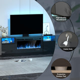 OUTGUAVA Fireplace TV Stand for 80 Inch TV, TV Stand with 36" Fireplace, LED Light Entertainment Center with Storage Cabinets, Media TV Console TV Table for Living Room, Black OUTGUAVA