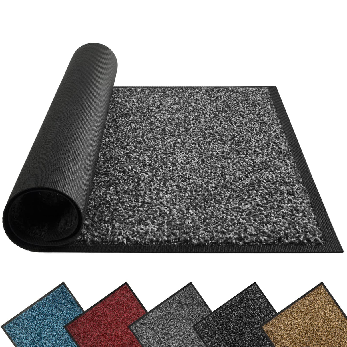 Mibao Front Door Mat, Dirt Trapper Welcome Mat for Outdoor Indoor, Non-Slip Waterproof Doormat, Durable Machine Washable Low Profile Entry Rug for Back Door Outside Patio Porch, 30" x 18", Grey Mibao