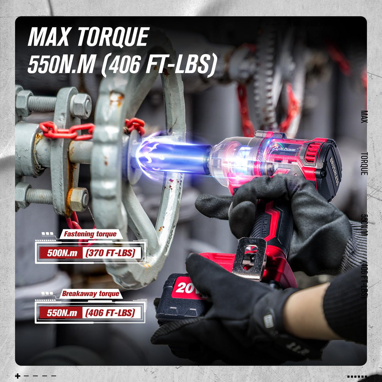 AVID POWER 1/2 Impact Wrench Brushless, 20V Cordless Impact Gun w/ 3 Variable Speeds, Max Torque 370ft-lbs (500N.m), 3.0Ah Li-ion Battery, 4Pcs Impact Sockets, Fast Charger AVID POWER