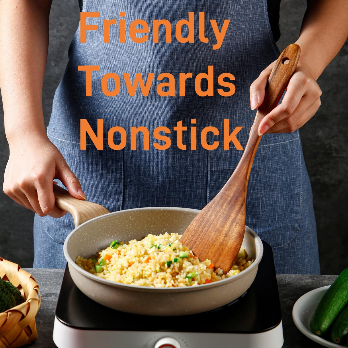 Yhendelion 5 Piece Wooden Spoons for Cooking - Natural Finish Wooden Cooking Utensils - Soft Grip Wood Spoons - Non-Stick Wooden Spoons Yhendelion