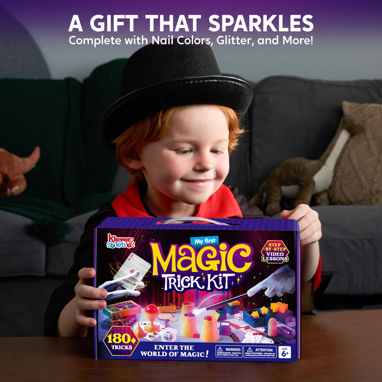Klever Kits 180+ Magic Set- My First Magic Trick Kit- Amazing Magician Toy with Step-by-Step Video Lessons, for Kids Aged 6+ Easy Tricks of Wand and Illusion Cards Klever Kits