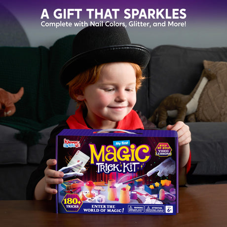 Klever Kits 180+ Magic Set- My First Magic Trick Kit- Amazing Magician Toy with Step-by-Step Video Lessons, for Kids Aged 6+ Easy Tricks of Wand and Illusion Cards Klever Kits