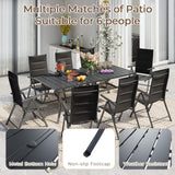 BUPPLEE 9-Piece Outdoor Dining Set with 8 Padded Aluminum Foldable Chairs & Rectangular Table with Umbrella Hole - Patio Furniture for Backyard, Balcony, Poolside BUPPLEE