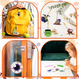 WILLBOND 30 Pcs Glow in Dark Halloween Diamond Art Keychain Ornaments DIY Double Sided Halloween Luminous Diamond Painting Keychain Kits for Adults Key Ring Art Pendant Tree Decor WILLBOND