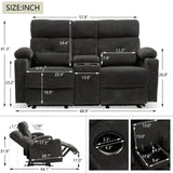 Consofa Power Reclining Loveseat with Console, Power Loveseat Recliner Sofa with Heat and Massage, Extended Footrest, Reclining Loveseat with Cup Holders, Lumbar Support for Living Room, RV Loveseat Consofa