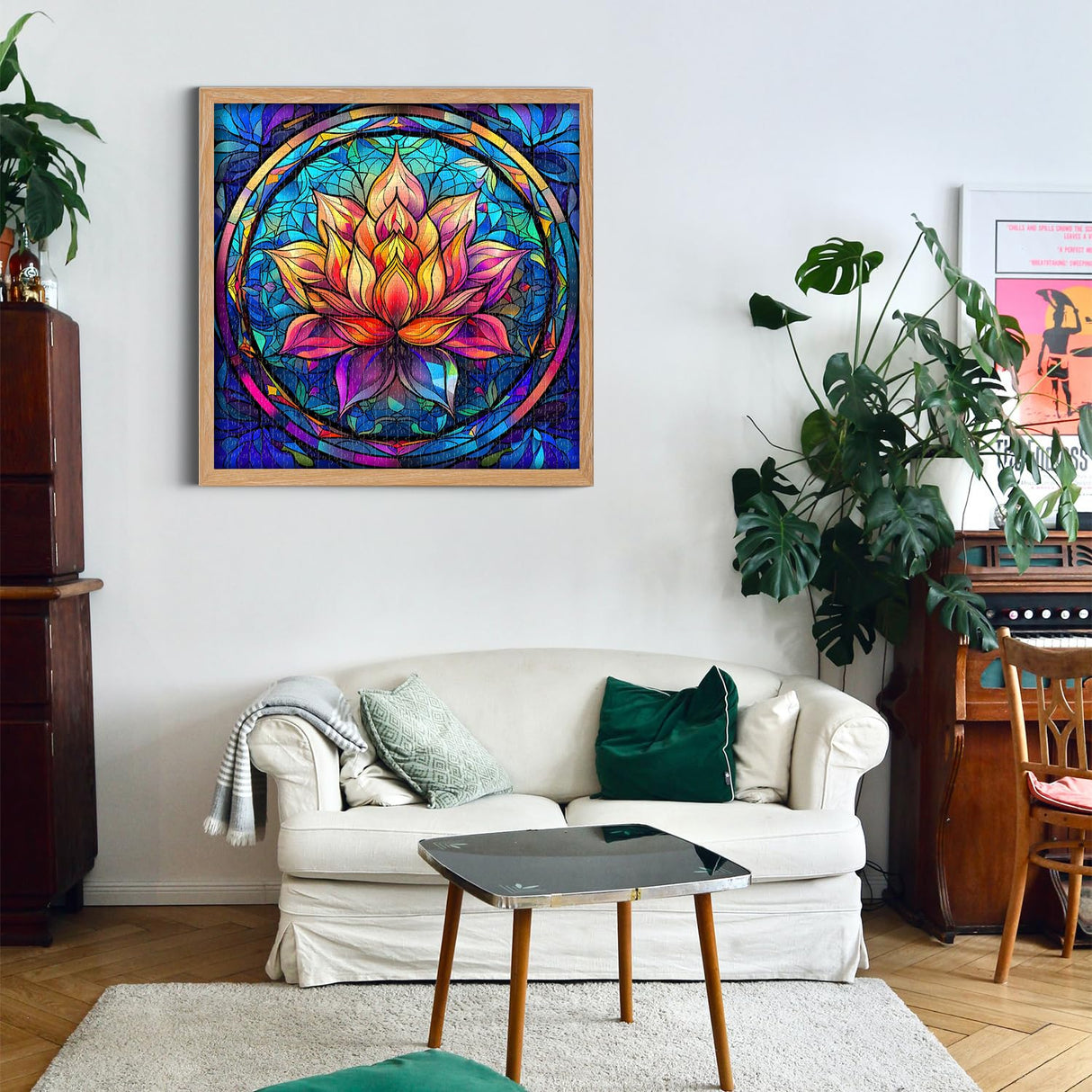 Stained Glass Puzzle for Adults 1000 Pieces, Lotus Flower Puzzles 1000 Pieces Art, Impossible Hard Challenging Puzzles, Colorful Stained Glass Jigsaw Puzzle Waterlily PICKFORU