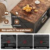 ALLSTAND 48" Farmhouse Lift Top Coffee Table with Storage Sliding Barn Door & Large Hidden Compartment, Coffee Table with Lifting Top with Wooden Lift Tabletop, Coffee Tables for Living Room, Black ALLSTAND