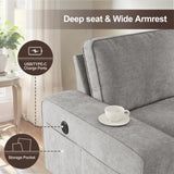 PARKOL 102" L-Shaped Sectional Couch with Storage, Sofa with Reversible Chaise, USB Type-C Charging, Chenille Fabric, Removable Cushion Covers, for Small Space, Apartment, Living Room, Light Gray PARKOL