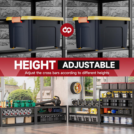 cynnda 5-Tier 60" W x 24" D x 72" H Garage Shelving 3000LBS Storage Shelves Heavy Duty Metal Shelf Unit Adjustable Basement Industrial Storage Racks cynnda