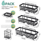 Veken Stainless Steel Shower Caddy 6-Pack, Adhesive Rustproof Shelves Rack with Soap Holder, Large Capacity Bathroom Organizers and Storage, No Drilling Wall-Mounted Kitchen & Home Decor, Bath Decor Veken