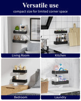 Kitsure Shower Caddy - 2 Pack Adhesive Shower Organizer, Rustproof Metal Shelves, No-Drill Bathroom Organizers and Storage, Black, Large Kitsure