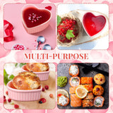Reallnaive 8 Pcs Heart Shaped Ramekin Creme Brulee Ramekins Oven Safe 3.54 x 3.54 x 1.57 Inch Heart Shaped Bowl Small Baking Ceramic Ramekins Dishes for Souffle Snacks Quiche Appetizers Sauces(Pink) Reallnaive