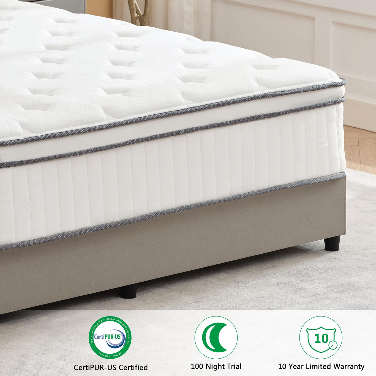 mikibama Twin Mattress, 12 Inch Hybrid Twin Size Mattress in a Box, Single Bed Mattress with Memory Foam and Pocket Spring,Tight Top Medium Firm Feel, 39"*75"*12" mikibama