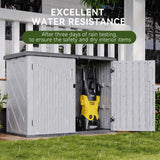 Aoxun White Outdoor Storage Cabinet with 2 Shelves, 35 Cu.Ft Trash Can Storage Shed, Waterproof, Horizontal Storage for Garbage Bin, Generator, Lawn Mower Aoxun