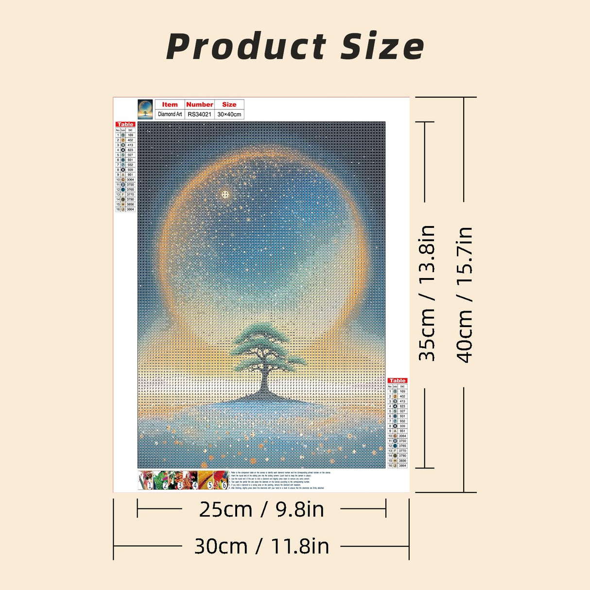 Chionox Moon Diamond Art Kits for Adults,Moon Diamond Painting Kits for Adults Beginners,5D Round Full Drill Diamond Art Tree Craft for Home Wall Decor 12x16 inch Chionox