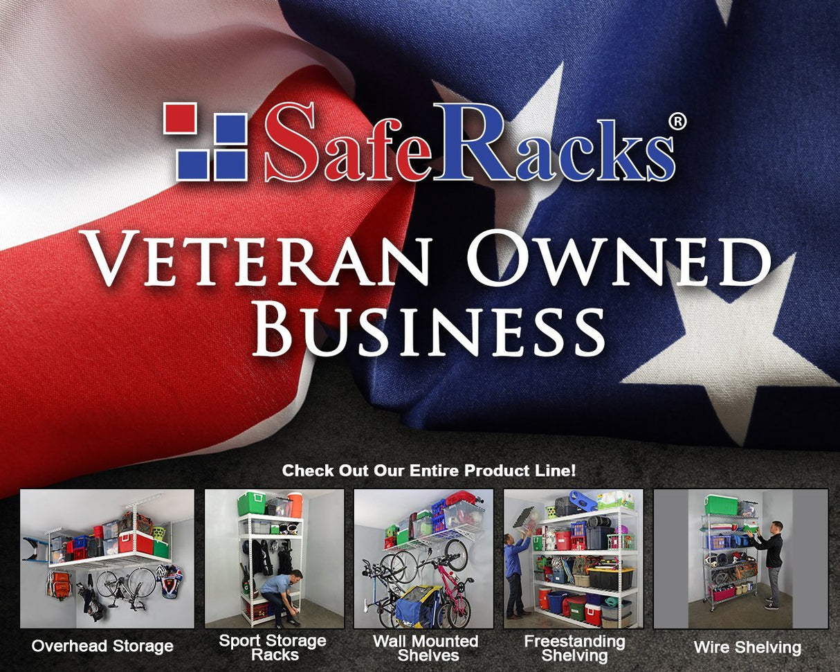 SafeRacks Wall Shelves - 2 Pack of 18 x48 Garage Wall Mounted Shelving, Wire Storage Racks, Utility Shelf, Heavy Duty Shelves with 4 Accessory Hooks, 500lbs Capacity, Color: Hammertone SafeRacks