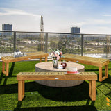 Tangkula 52 Inches Acacia Wood Outdoor Bench, Wood Bench for Dining Room Entryway Poolside Garden, Patio Backless Dining Bench with Slatted Seat, Ideal for Outdoors & Indoors (2, Teak) Tangkula