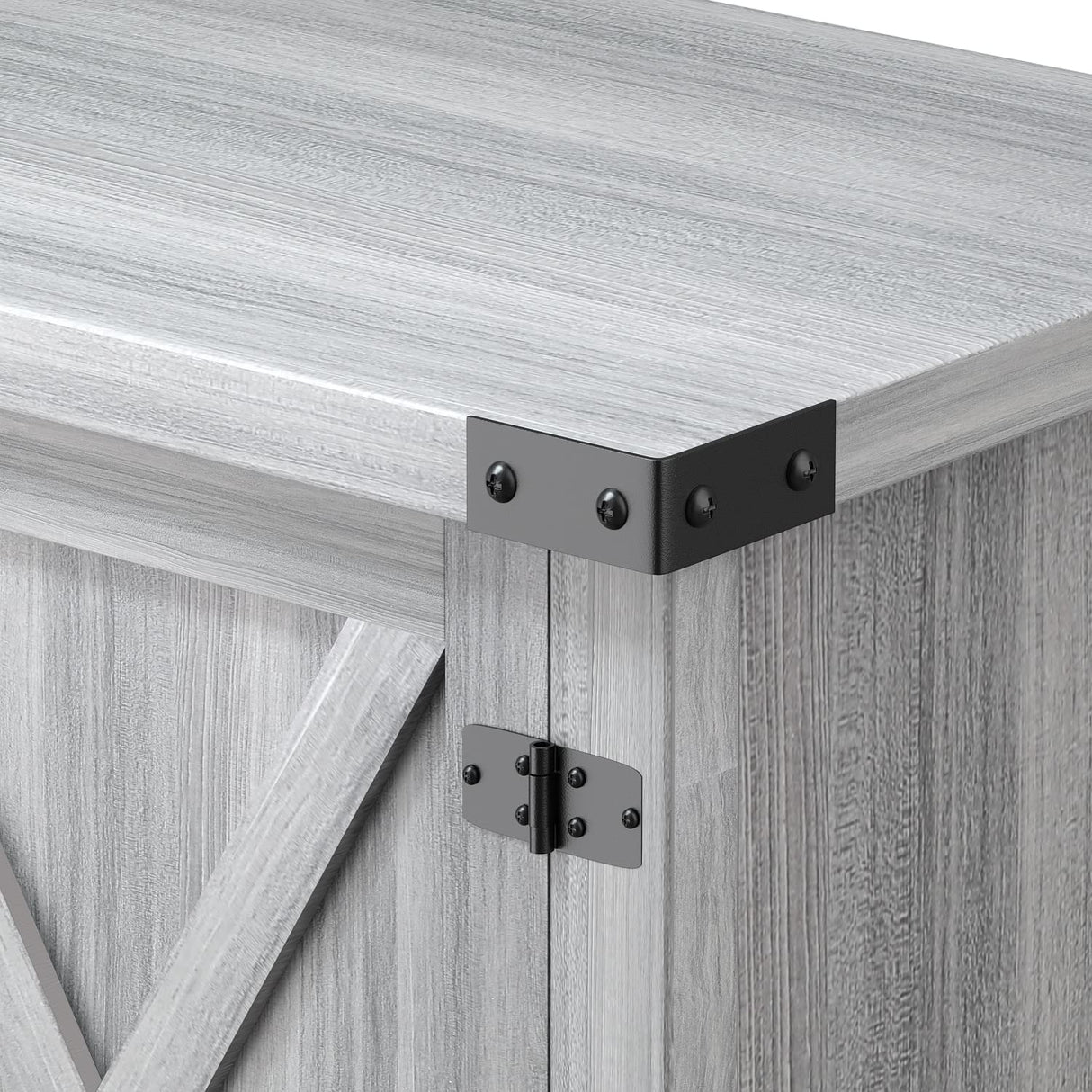 JUMMICO TV Stand for 65 Inch TV Farmhouse Entertainment Center with Double Barn Doors and Storage Cabinets, Console TV Table Media for Living Room, Bedroom (Grey, Without Fireplace) JUMMICO