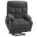MCombo Oversized Power Lift Recliner Chair with Extended Footrest for Elderly People, Fabric R7399 (Dark Gray, Large-Oversize) MCombo