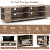 Tangkula Wood TV Stand for TVs up to 65 Inch Flat Screen, Modern Entertainment Center with 8 Open Shelves, Universal TV Storage Cabinet for Living Room Bedroom, TV Console Table (Warm-Grey) Tangkula