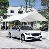 HFYZZ 10 x 20 Ft Heavy Duty Carport Replacement Canopy Waterproof UV Protected Garage Top Shelter Tarp Tent Cover with 44 Ball Bungees Cords, Only Top Cover, White HFYZZ