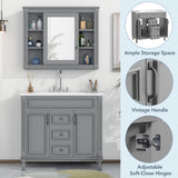 Merax 36” Bathroom Vanity with Sink, Freestanding Single Bathroom Sink Vanity Cabinet Set with 36” Countertop & Integrated Sink, 2 Doors & 2 Drawers (Sink Cabinet Only, Gray) Merax