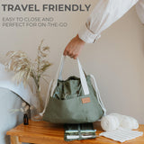 Stylish Crochet Bag Organizer Easily Organizes Your Yarn - Durable Canvas Bag w/ 8 Pockets Stores Plenty of Yarn Skeins & Crocheting Supplies/Accessories - Perfect Basket for Gifting to Knitting Fans KIBAGA