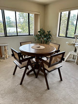 Furlide Rattan Accent Chairs, Modern Mid Century Dining Chairs Set of 2, Comfy Armchairs, Outdoor Rattan Chairs with Armrest for Bedroom Living Room Reading Room Dining Kitchen, Brown Furlide