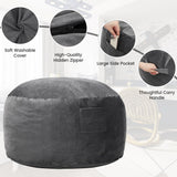 Kromax Large 3.5’ Bean Bag Chair for Kids, Teens, Adults, Memory Foam, Easy to Clean Washable Soft Suede Cover, Reinforced Zipper, Perfect for Living Room, Den, Bedroom, or Dorm, Dark Grey Kromax