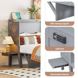 Merax Full Size Murphy Bed with USB Port and Removable Shelves on Each Side, Grey Merax