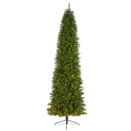 Nearly Natural 10ft. Slim Green Mountain Pine Artificial Christmas Tree with 800 Clear LED Lights Nearly Natural