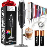 Zulay Kitchen Powerful Milk Frother Wand With 2 Duracell Batteries - Ultra Fast Handheld Drink Mixer - Electric Whisk Foam Maker for Coffee, Lattes, Cappuccino, Matcha, Hot Chocolate & Creamer - Black Zulay Kitchen