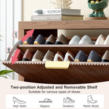 Vudanfe Modern 2-Tier Flip Drawer Shoe Cabinet, Freestanding Hidden Slim Narrow Shoe Rack Cabinet, Wooden Large Capacity Shoe Storage Cabinet Shoe Organizer, for Entryway, Hallway, Walnut X2 Vudanfe