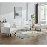 TYBOATLE Sofa Couch 61" Small Loveseat Couches for Living Room Leather Couch Mid Century Modern Tufted Mini Sofa Comfy Office 2 Seat Settee Love Seat for Small Spaces Bedroom, White TYBOATLE