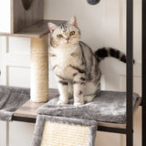 HOOBRO Wooden Cat Tree, Versatile Cat Tower with Scratching Post, Cat Hammock and Food Bowls, 4-Tier Pet House for Indoor Cats, Multi-Cat Families, Greige BG34MZ03 HOOBRO