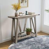 JOINHOM Farmhouse Console Table for Entryway - Wood Entryway Tables with Shelves, Sofa Table for Entryway, Living Room, Hallway, Gray JOINHOM