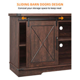 CABIHOME Farmhouse TV Stand and Entertainment Center for TV Up to 65 Inches with Sliding Barn Doors and Adjustable Shelf, TV Media Storage Console Table and Furniture for Living Room, Bedroom, Brown CABIHOME