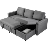 Yaheetech Sleeper Sofa Pull Out Sofa Bed 2 in 1 Sectional Sleeper Couches with Chaise L-Shaped Reversible Daybed with Pull Out Bed & Storage for Living Room Bedroom Apartment Light Gray Yaheetech