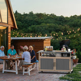 Skyflame Outdoor BBQ Storage Cabinet with Wheels, XL Stainless Steel Tabletop Grill Cart for Food Prep, Portable Kitchen Island Grilling Accessory for Patio, Backyard, Home Party, Bar Skyflame