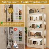 Boniture Display Cabinet with Acrylic Glass Doors,4-Tiers Curio Cabinet with LED Lighting for Collectibles, Collectibles Toy Organizers Rack & Display Shelf Display Case Storage Cabinet, Antique White BONITURE