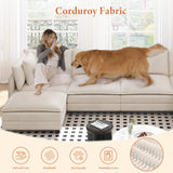 Vesgantti 109" U Shaped Cloud Sectional Sofa, Comfy Corduroy Upholstered Sectional Modular Sofas for Living Room, Modern Modular Couch with 2 Ottoman Deep Seat, Beige Vesgantti