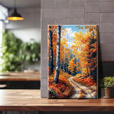 YOYA Framed Paint by Numbers Kit for Adults - Fall Forest Adult Paint by Number Kits on Canvas with Easel, DIY Autumn Landscape Paint by Number Framed Canvas for Home Wall Decor 8x12 Inch YOYA
