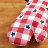 MARTHA STEWART Americana Star Gihgham Oven Mitt & Pot Holder Set, 100% Cotton, Heat Resistant, Patriotic USA America Decor, Red/White/Blue, 7"x13" & 7"x10" Martha Stewart