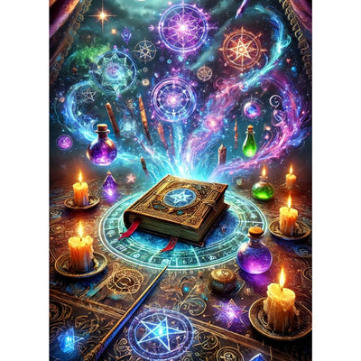puonidwo Halloween Diamond Painting Kits for Adults, Magic Diamond Art Kits for Beginners, Book DIY Full Drill Paint with Diamond, Home Wall Decor 12 x 16 Inch