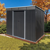 8 x 6 FT Outdoor Storage Shed, Metal Garden Tool Shed with Slooping Roof, Lockable Doors and Aluminum Frames, Easy to Assemble for Garden, Patio, Lawn, Black LINKHOO