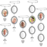 110 Pieces Wedding Bouquet Photo Charms Memory Charms Oval Frame Memorial Picture Charm DIY Pin Brooch with 1.18 x 1.57 Inch Oval Glass Cabochon Pendants Bulk for Wedding Party Bridal Shower Hicarer
