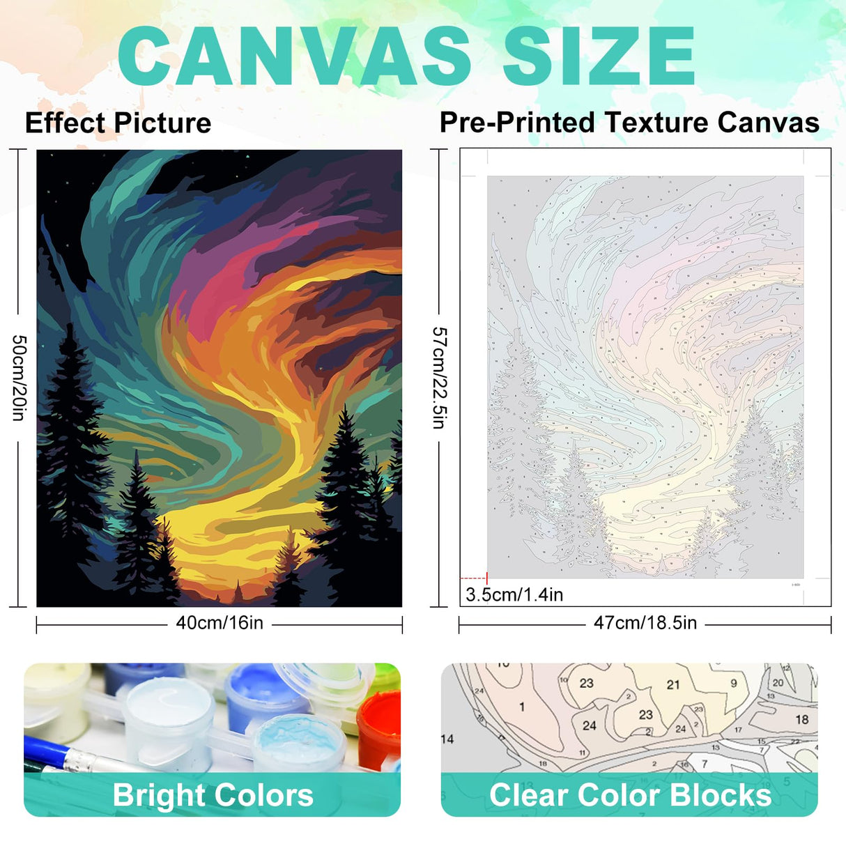 Paint by Numbers Kit for Adults - Aurora Adult Paint by Number Kits on Canvas for Beginner, Starry Night DIY Acrylic Oil Number Painting for Adults, Perfect for Home Decor Gift 16x20 Inch GEEHEIY