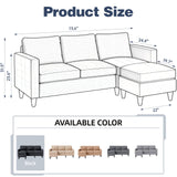 SUNLEI 73.6" Modular Sectional Sofa, Comfy Cloud Couch with Movable Ottoman Deep Seat L Shaped Modular Sofa, Sectional Couches for Living Room and Apartment, Black SUNLEI